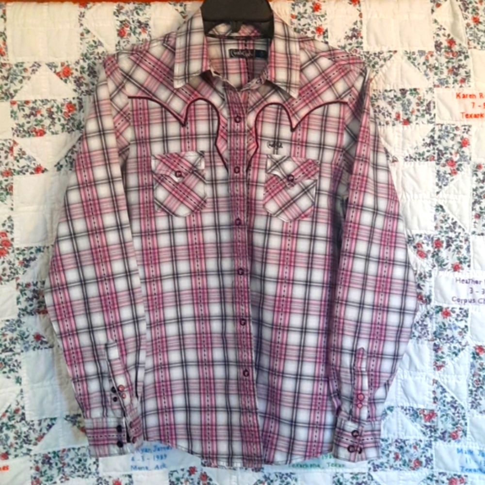 Beautiful Pink, Black and White Cruel Girl Western Shirt  Rodeo  Large Cowgirl